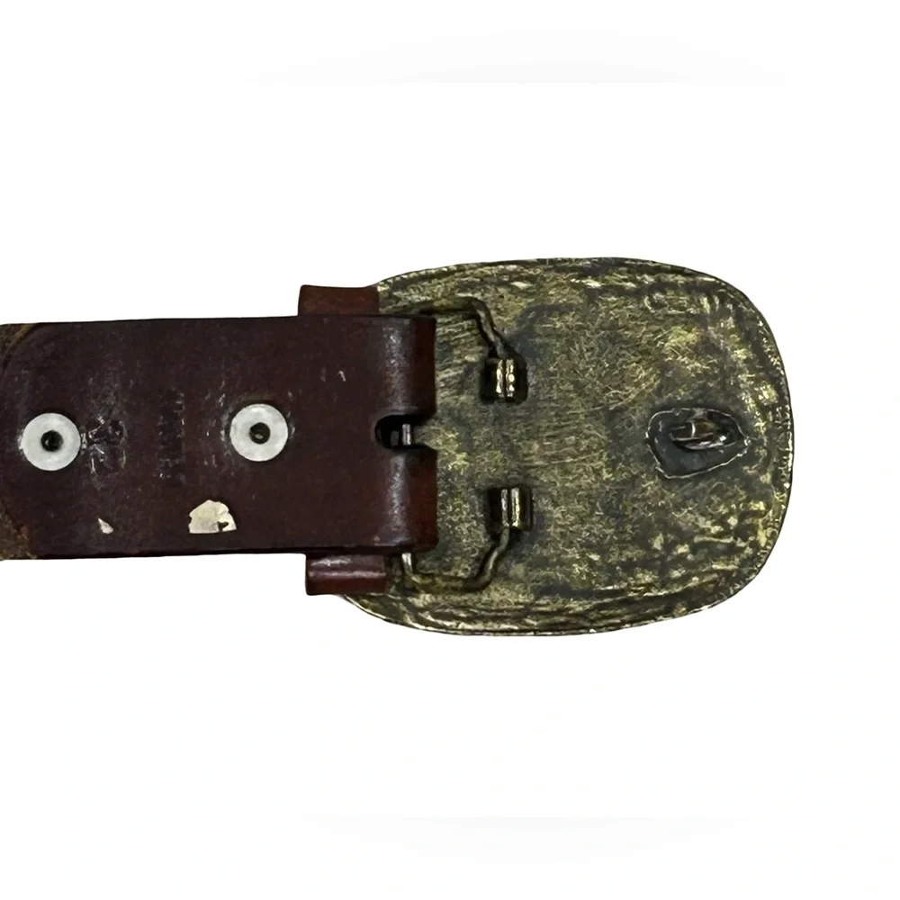 Vintage Western Leather Belt Size 32 Monogram “B” Tooled Brown Brass Buckle